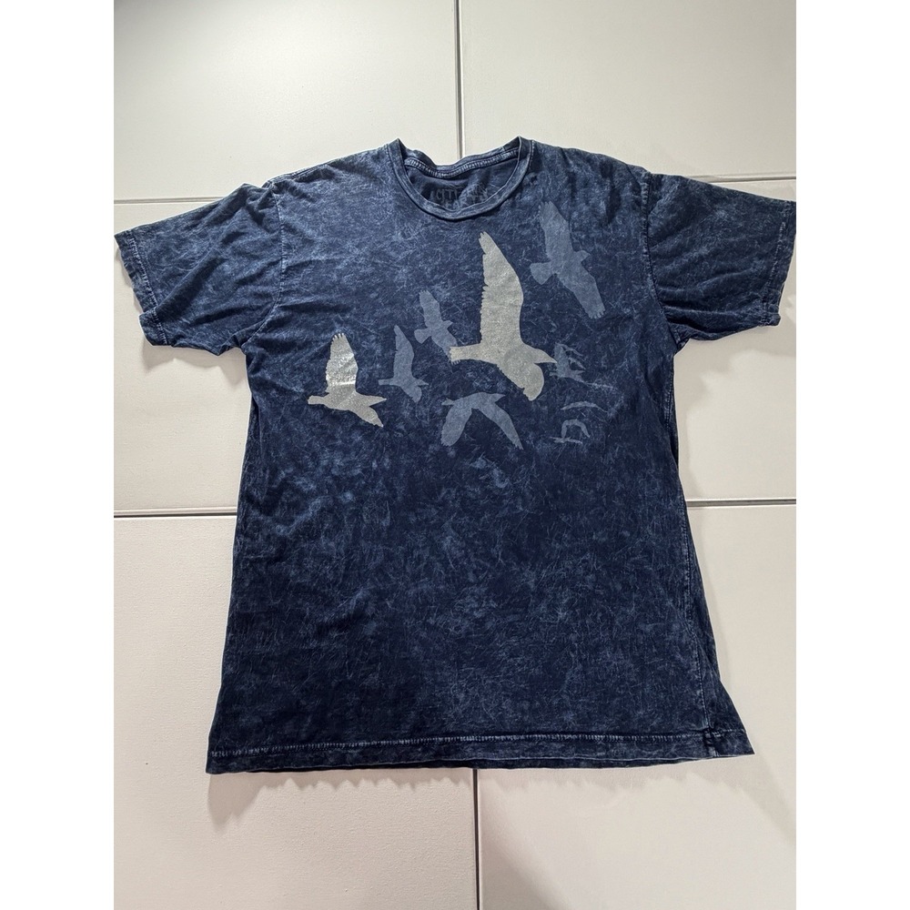 Citizen Earth Blue Graphic T-Shirt Bird Print Cotton Short Sleeve Crew Neck (L)